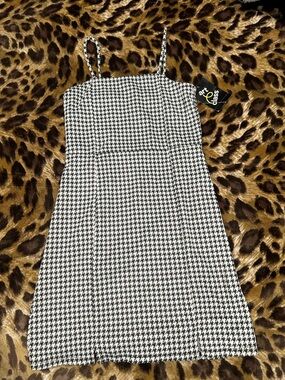 art class Black & White Houndstooth Spaghetti Strap Mini Dress